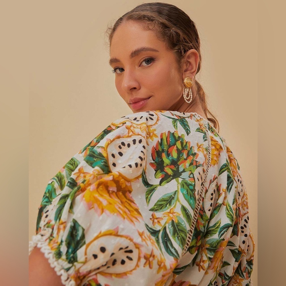 FARM RIO Biriba Off-White Cropped Blouse - Picture 4 of 14